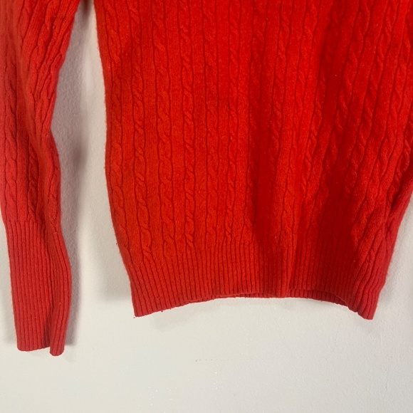 J.crew Women Turtle Neck Cable Knit Sweater Sz XS Cashmere Wool Fitted Y2K Red - Picture 4 of 10